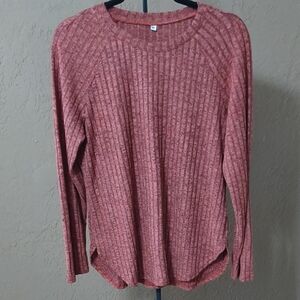 Ribbed Long Sleeve Top in Rust Unbranded Size Medium